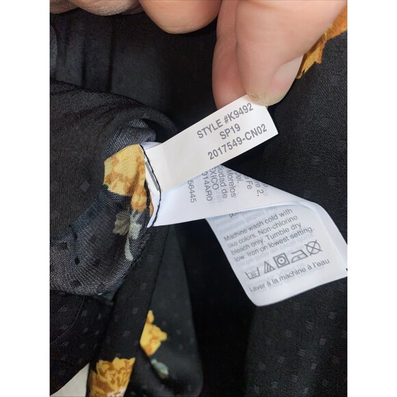 Madewell Womens Satin Floral Blouse Polka Dot Cottage Spring Tie Snap Cottage L - Picture 9 of 9